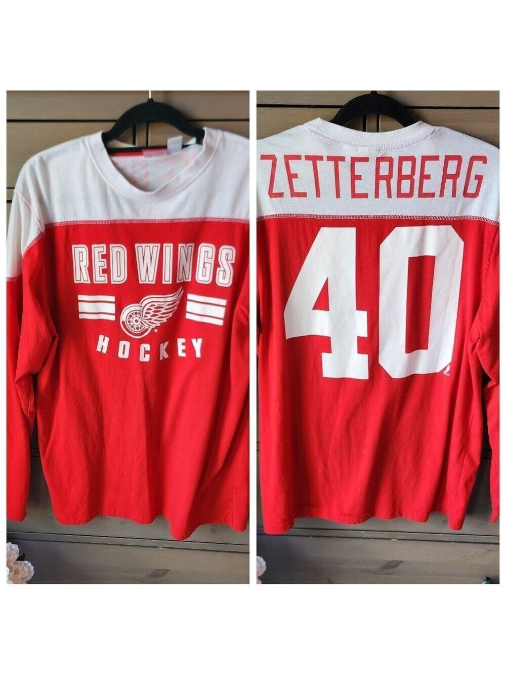 Reebok Red and White Detroit Red Wings Zetterberg #40 Crewneck